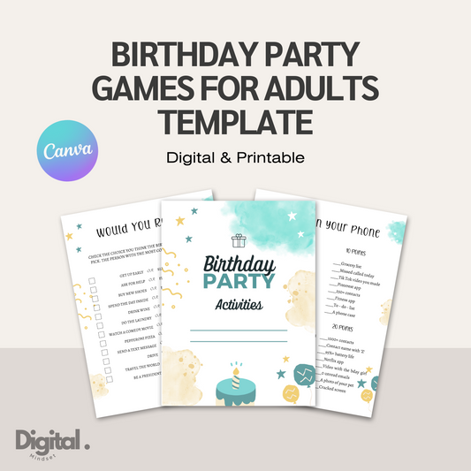 Birthday Party Games for Adults Template